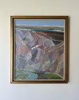 Framed vintage semi-abstract oil painting of coastal rocks. Available at Hue.