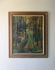 Framed vinatge oil painting of a forest scene. Available at Hue. 