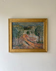 Framed vintage oil painting of a landscape with trees, available at Hue.