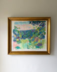 Framed vintage oil painting of semi-abstract landscape. Available at Hue.