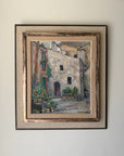 Framed vintage oil painting of a mediterrenean street scene. Available at Hue. 