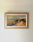 Framed vintage landscape oil painting of a farmland view. Available at Hue.