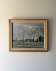 Framed vintage landscape oil painting of trees in the countryside. Available at Hue. 