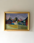 Framed vinatge oil painting of a swdish village landscape. Available at Hue.