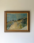 Framed vinatge landscape oil painting of a coastal footpath. Available at Hue. 
