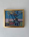 Framed vintage abstract oil painting of coastal trees. Available at Hue. 