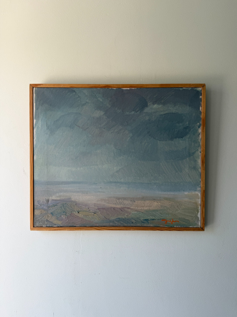Framed vintage oil painting of a seascape. Available at Hue. 
