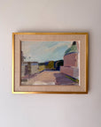 Framed vintage oil painting of a street scene. Available at Hue. 