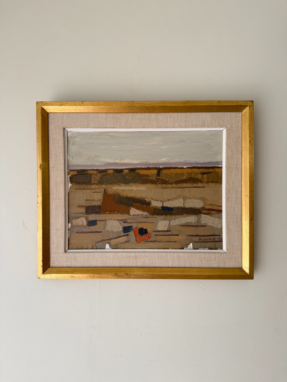 Framed vintage abstract landscape oil painting. Available at Hue. 