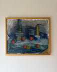 Framed vintage still life oil painting of fruit and vessels. Available at Hue. 