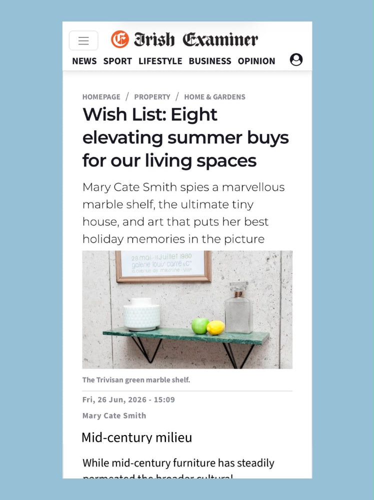 Irish Examiner Wish List article featuring summer interiors and art, included in the Hue + Holasz press archive.