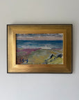Small framed vintage landscape oil painting of a loose, semi-abstract coastal secne. Available at Hue. 